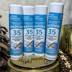 4 Pack of Badger Active Sunscreen Stick, SPF 35, Unscented -  🌸 New! 🌸